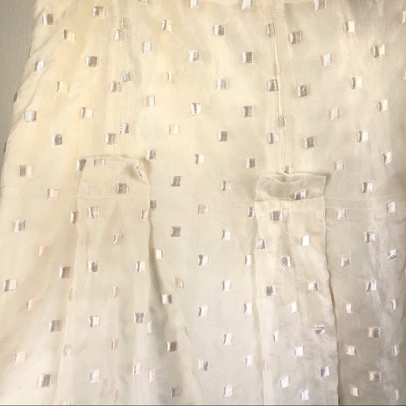 Tory Burch Pleated Embroidered Organza Skirt Ivory - Picture 5 of 12